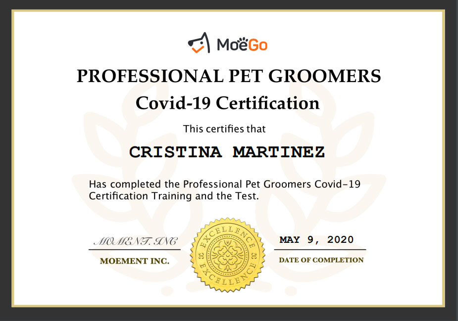 Professional Pet Groomers Covid-19 Certification